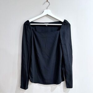 Club Monaco Women’s Black Long Sleeve Square Neck Blouse XS Officewear Top